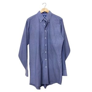 Stafford Mens Blue Pinstripe Wrinkle Free Oxford Shirt X-Tall Button Down Long